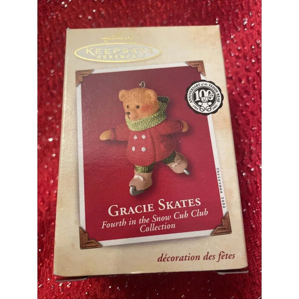 Hallmark Keepsake Ornament 2002 Snow Cub Club Gracie Ice Skates  Bear